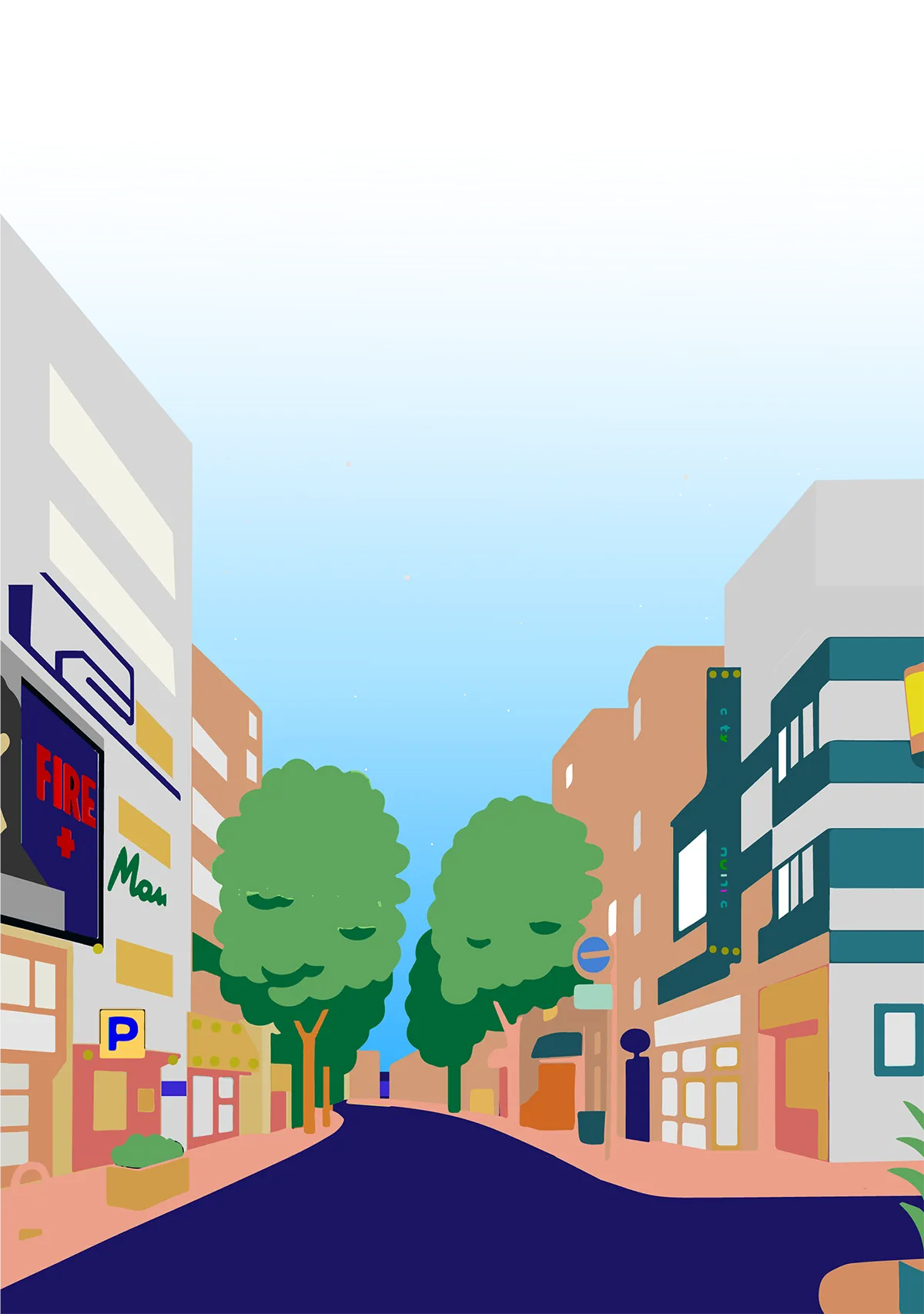 親不孝通りの昼のイラスト