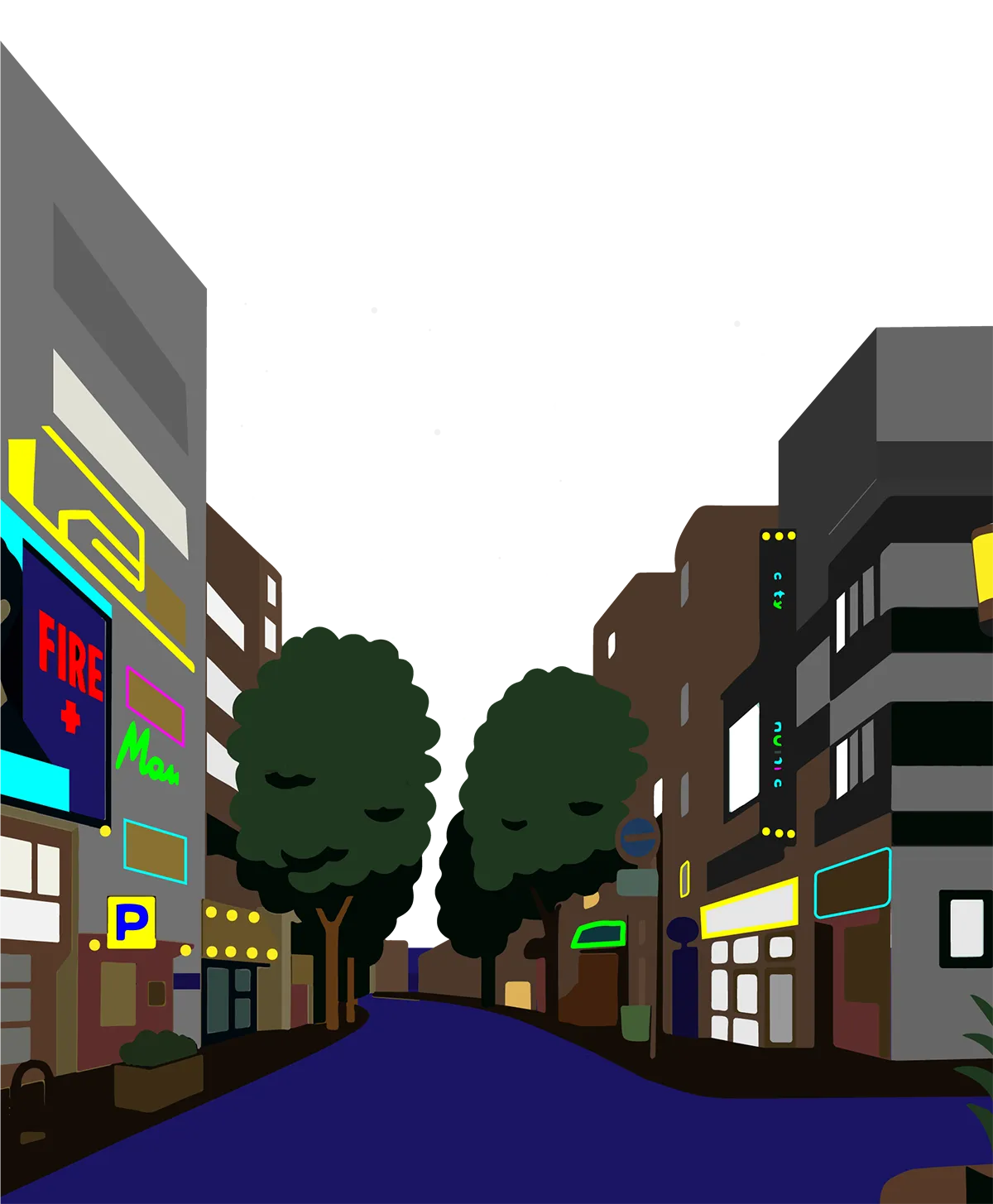 親不孝通りの夜のイラスト