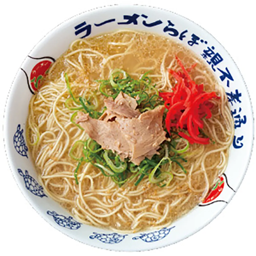 白い器に入っている豚骨ラーメンの写真