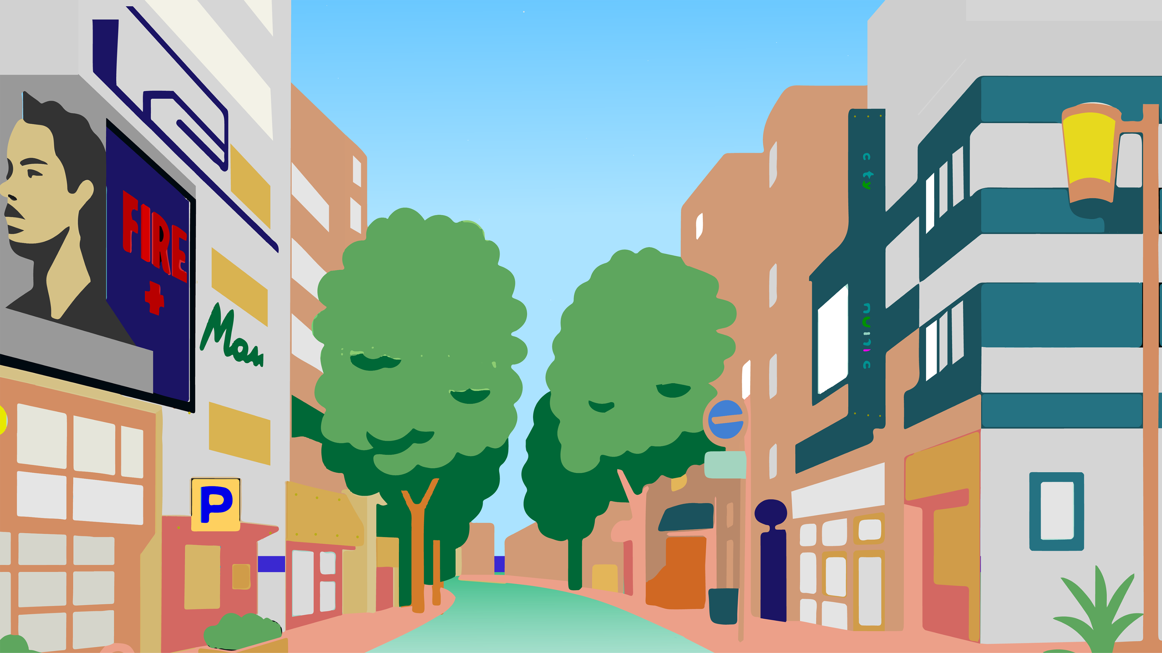 親不孝通りのイラスト